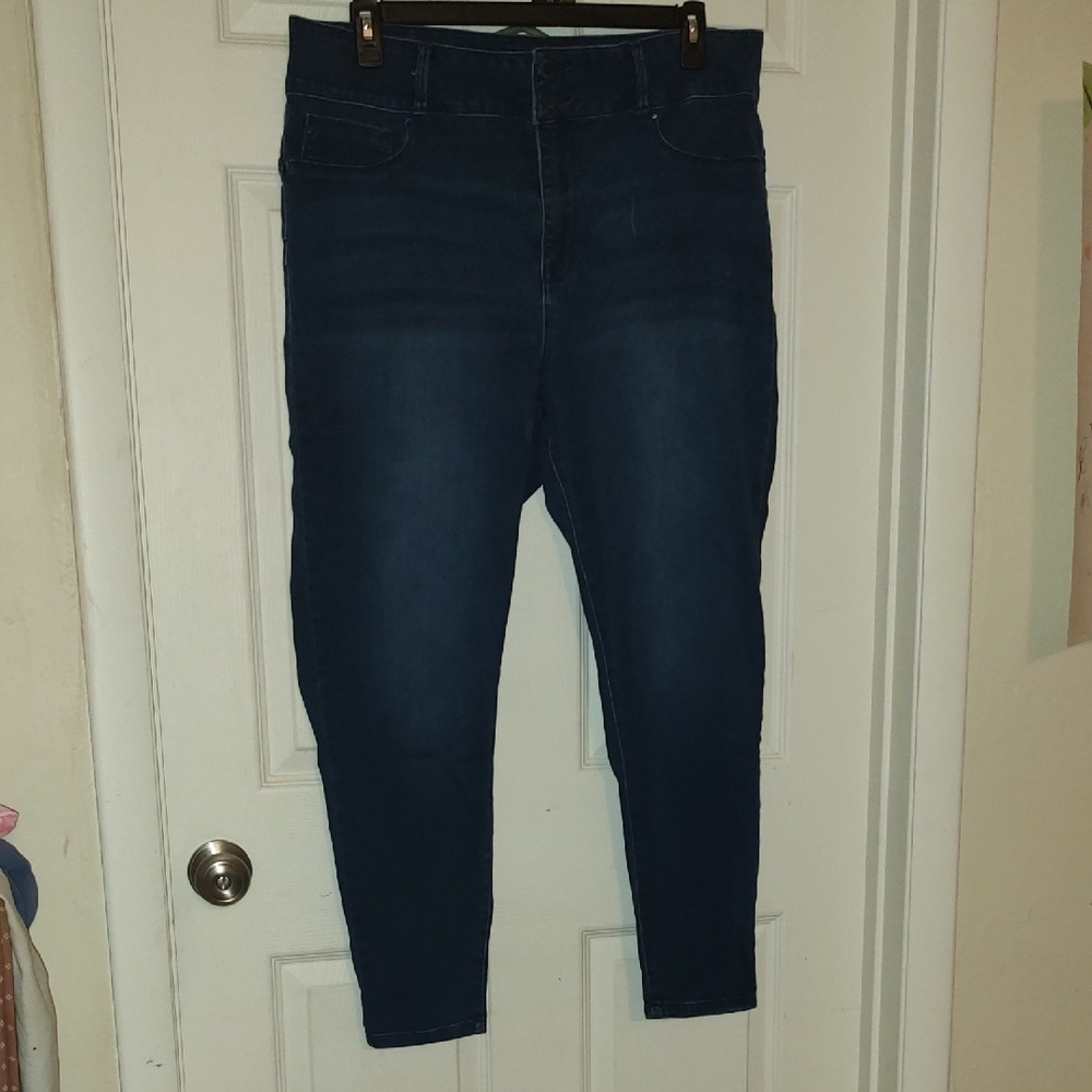 Seven7 Blue and Black Straight Leg Jeans